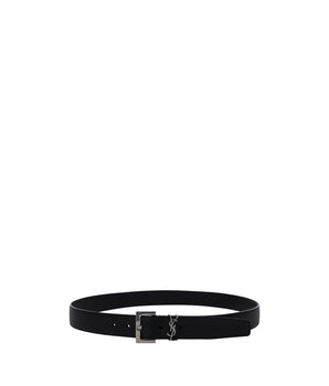 Saint Laurent Black Calf Leather Bos Taurus Regular Belt