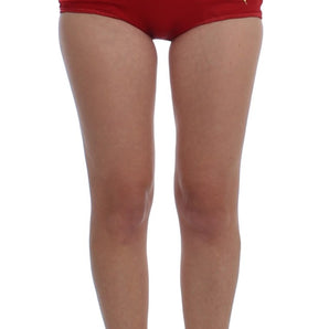 Dolce &amp; Gabbana Elegant Silk Red Embroidered Mini Shorts