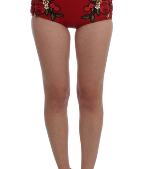 Dolce & Gabbana Red Silk Roses Sicily Shorts Dolce & Gabbana 