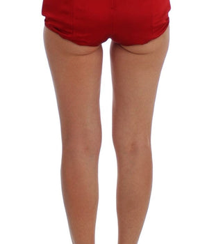 Dolce & Gabbana Red Silk Crystal Roses Shorts Dolce & Gabbana 