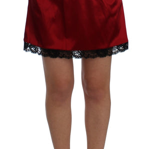 Dolce &amp; Gabbana Elegant Red Lace High-Waist Skirt