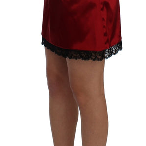 Dolce &amp; Gabbana Elegant Red Lace High-Waist Skirt