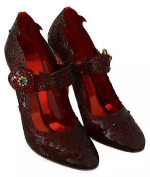 Dolce & Gabbana Red Floral Crystal Heels CINDERELLA Shoes