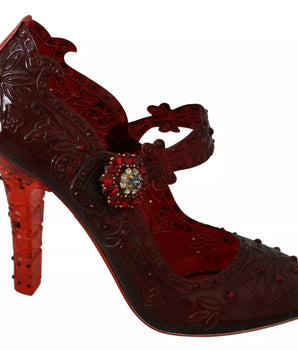 Dolce & Gabbana Red Floral Crystal Heels CINDERELLA Shoes