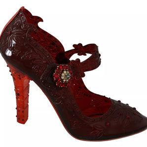 Dolce & Gabbana Red Floral Crystal Heels CINDERELLA Shoes
