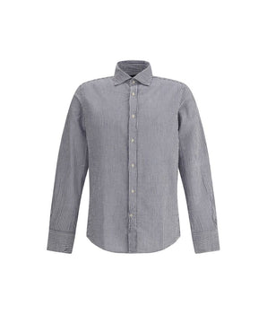 Deperlu Blue Cotton Pattern Shirt