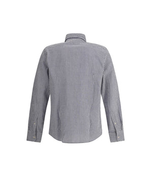 Deperlu Blue Cotton Pattern Shirt