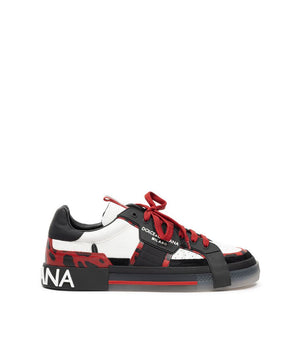 Dolce &amp; Gabbana Black And White Leather Low Top Sneakers