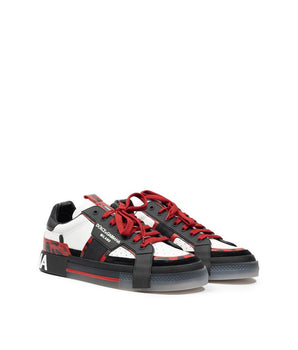 Dolce &amp; Gabbana Black And White Leather Low Top Sneakers