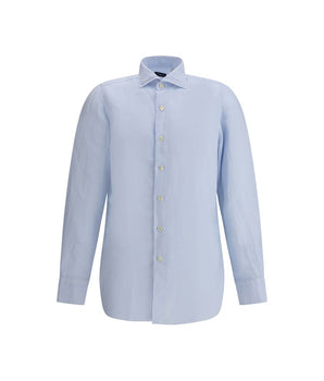 Finamore Light Blue Linen Dress Shirt