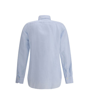 Finamore Light Blue Linen Dress Shirt