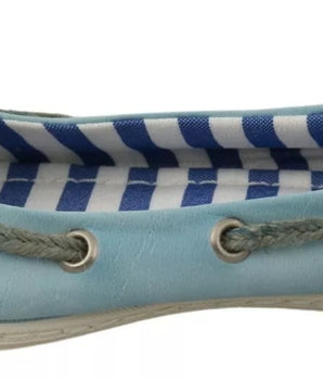 Mocasines de ballet con lazo y encaje de ante azul cielo de Pantofola D'Oro