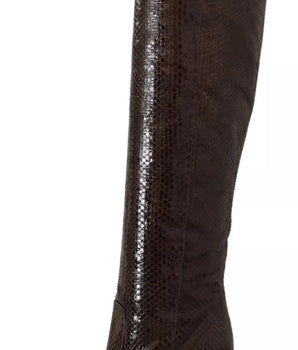 Dolce &amp; Gabbana Zapatos De Botas Altas Con Tacones De Cuero Exótico Marrón
