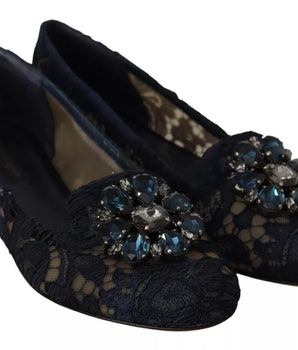 Bailarinas con encaje y mocasines de cristal azul de Dolce &amp; Gabbana