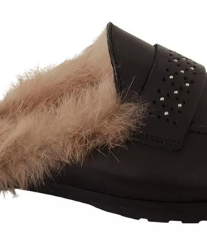 Zapatos planos Peserico de piel negra perforada y sin cordones