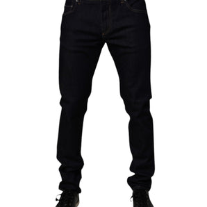 Vaqueros ajustados de algodón elástico negro Dolce &amp; Gabbana para hombre
