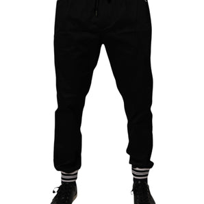 Pantalones deportivos negros elásticos de algodón de Dolce &amp; Gabbana