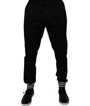 Dolce &amp; Gabbana Black Cotton Stretch Jogger Sweatpants Pants
