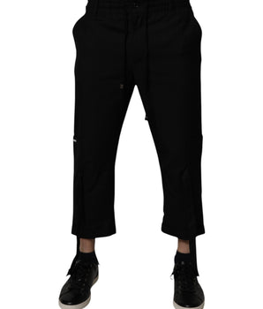 Dolce &amp; Gabbana Black Polyester Men Cropped Pants