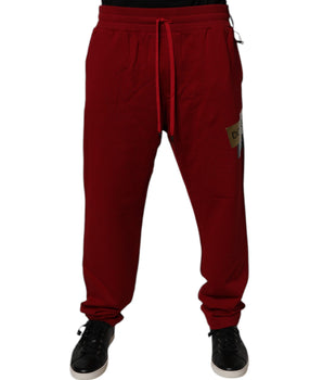 Dolce &amp; Gabbana Red Logo Tape Cotton Jogger Sweatpants Pants