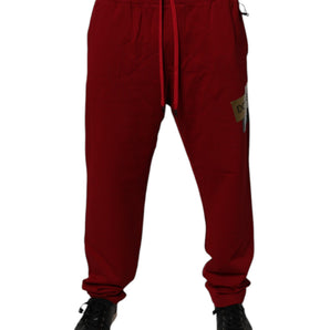 Pantalones deportivos de algodón con cinta del logotipo rojo de Dolce &amp; Gabbana
