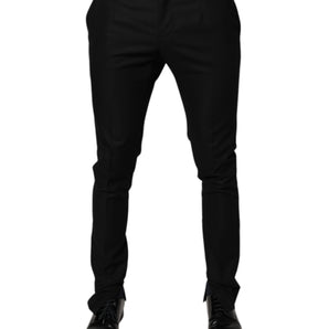 Pantalones de vestir ajustados de lana virgen negros Dolce &amp; Gabbana para hombre