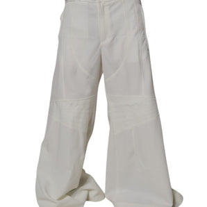 Dolce & Gabbana White Mid Waist Wide Leg Pants