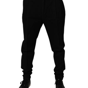 Pantalones ajustados de algodón elástico negro de Dolce &amp; Gabbana