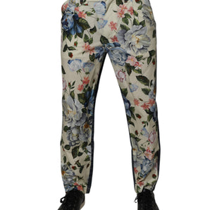 Vaqueros de algodón con estampado floral azul y beige de Dolce &amp; Gabbana para hombre