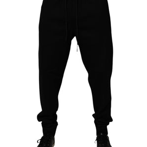 Pantalones deportivos negros de mezcla de algodón de Dolce &amp; Gabbana
