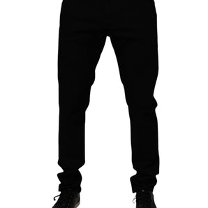 Vaqueros ajustados de algodón elástico negro Dolce &amp; Gabbana para hombre