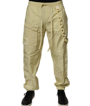 Dolce & Gabbana Yellow Nylon Cargo Chain Men Jogger Pants