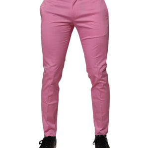 Pantalones de vestir ajustados de algodón rosa de Dolce &amp; Gabbana para hombre