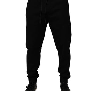 Pantalones deportivos negros de mezcla de algodón de Dolce &amp; Gabbana