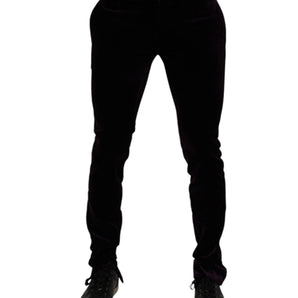 Pantalones de vestir formales de algodón y terciopelo violeta de Dolce &amp; Gabbana para hombre