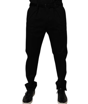 Dolce &amp; Gabbana Black Cotton Men Skinny Dress Formal Pants