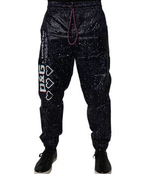 Dolce &amp; Gabbana Dark Blue DG Game Print Cotton Jogger Pants