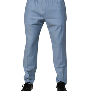 Pantalones chinos de algodón elástico azul Dolce &amp; Gabbana