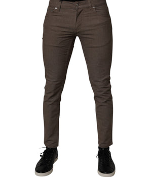Dolce &amp; Gabbana Brown Cotton Stretch Chino Pants