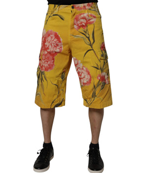 Bermudas vaqueras cargo con estampado floral amarillo de Dolce &amp; Gabbana para hombre