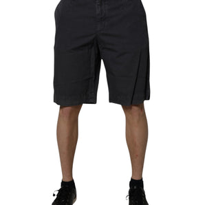 Dolce &amp; Gabbana Dark Gray Cotton Mid Waist Men Bermuda Shorts