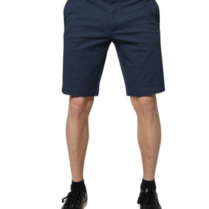 Dolce &amp; Gabbana Blue Cotton Mid Waist Men Bermuda Shorts