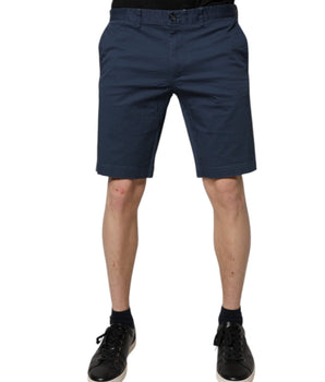 Dolce &amp; Gabbana Blue Cotton Mid Waist Men Bermuda Shorts