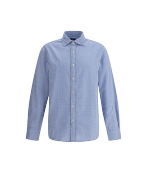 Deperlu Light Blue Cotton Pattern Shirt