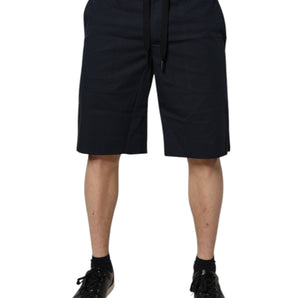Dolce &amp; Gabbana Dark Blue Cotton Bermuda Sweatshorts Shorts
