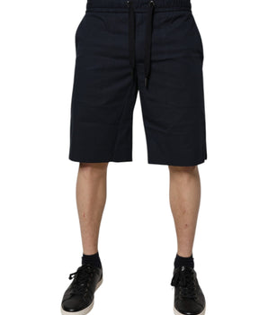 Dolce &amp; Gabbana Dark Blue Cotton Bermuda Sweatshorts Shorts