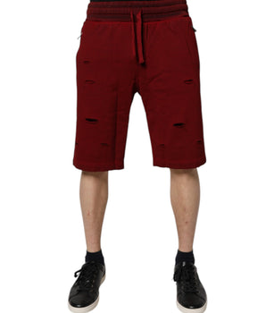 Dolce & Gabbana Maroon Rip Style Bermuda Sweatshorts Shorts
