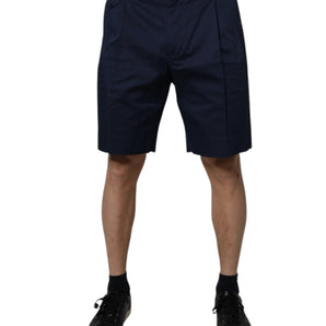 Dolce &amp; Gabbana Dark Blue Cotton Mid Waist Men Bermuda Shorts