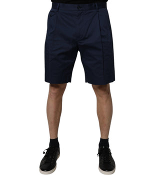 Dolce & Gabbana Dark Blue Cotton Mid Waist Men Bermuda Shorts