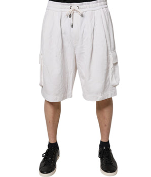 Dolce & Gabbana White Cotton Cargo Bermuda Sweatshorts Shorts